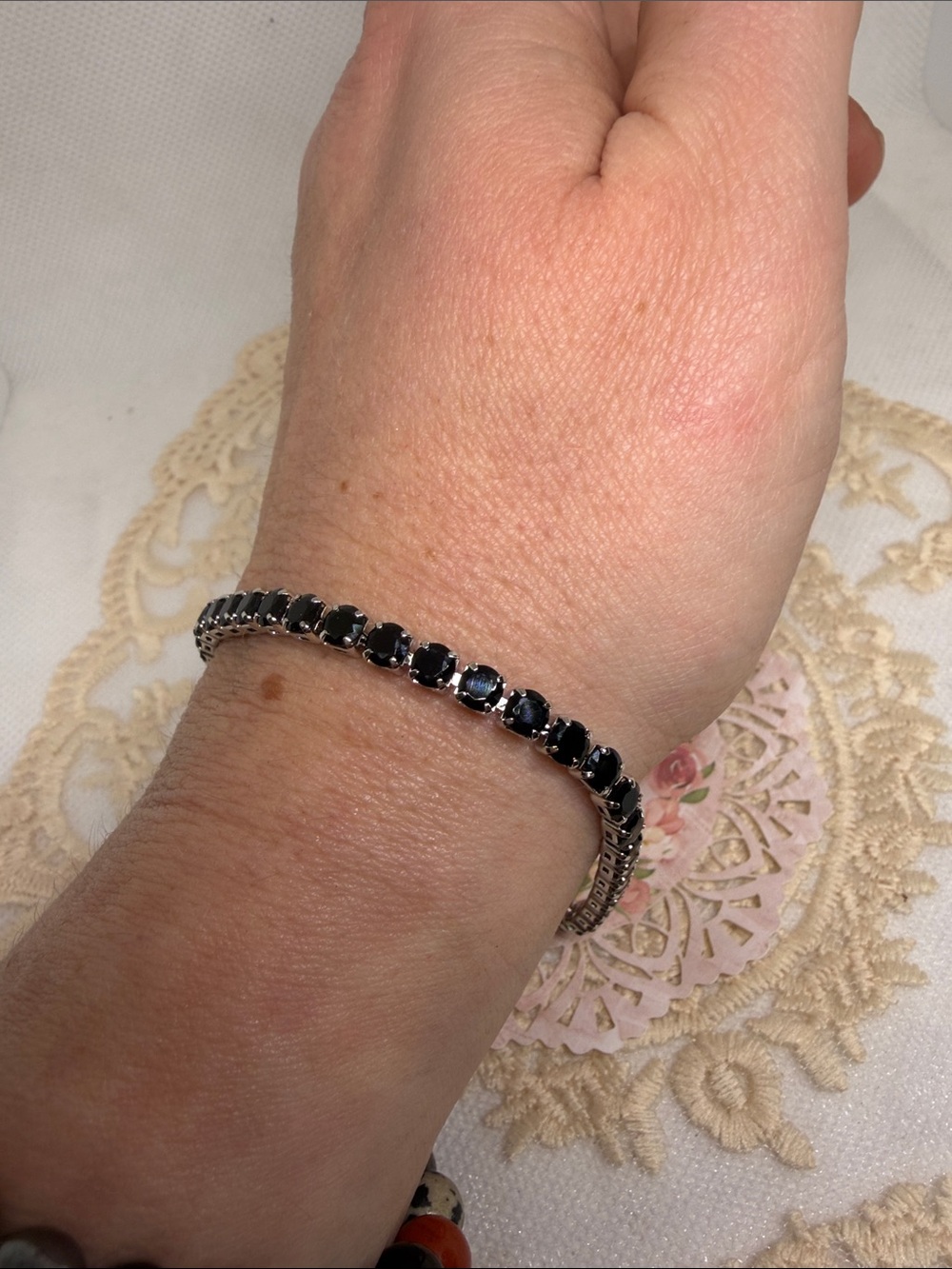 Black Created Moissanite Tennis Bracelet | 18K White Gold Plated | Classic Luxe